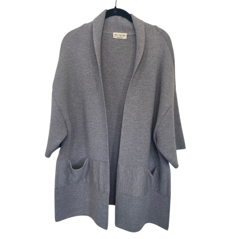 Ma'ra'ya Grey Wool‎ Oversized Cardigan Sweater  Made in Italy Women's Size S